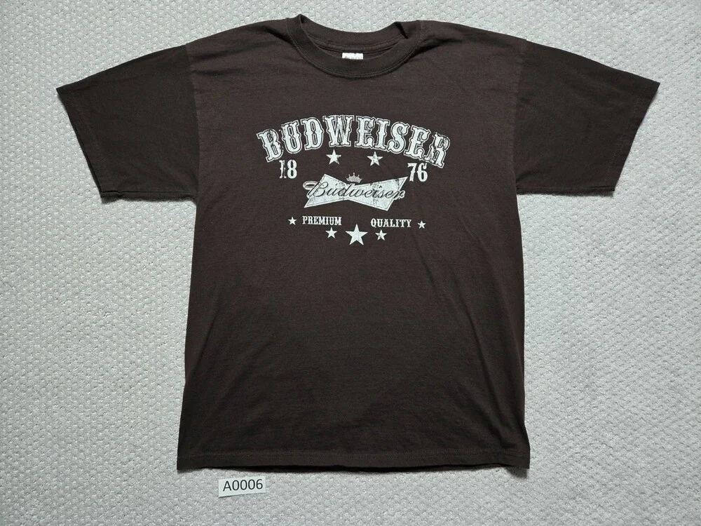 Budweiser Beer 1876 T-Shirt ~ Men’s Large ~ Dark Brown ~ Gildan
